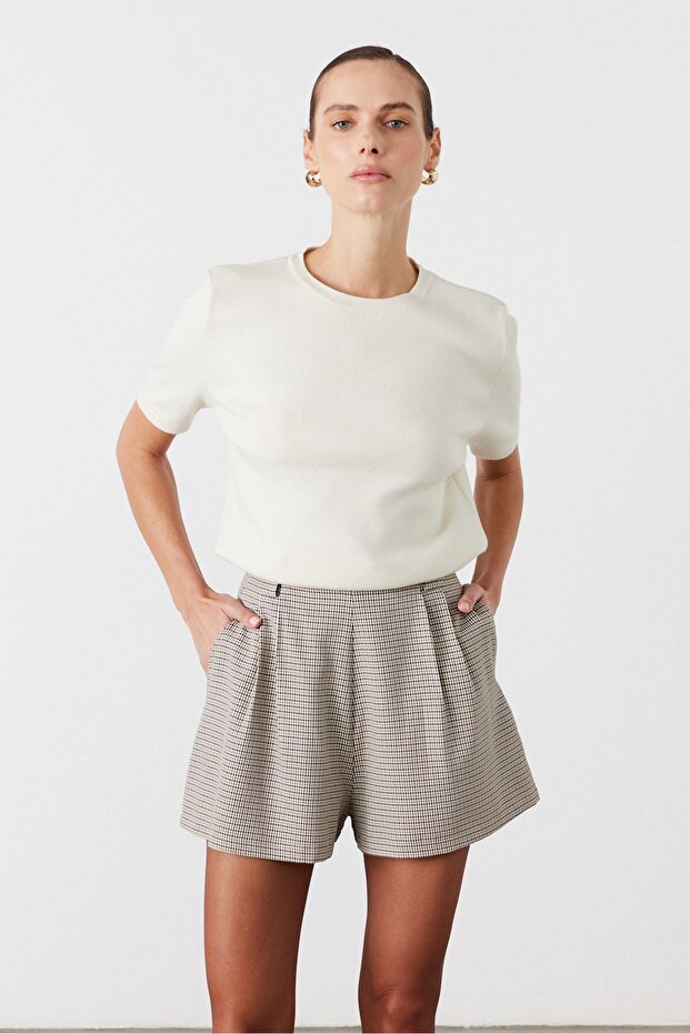 Basic Kısa Kol Triko Kazak Beyaz - 2