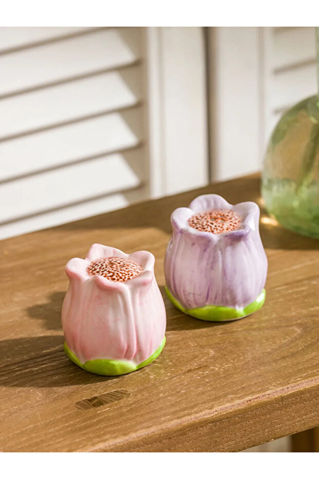 Lcw Home Mixed Tulip Patterned Ceramic Salt and Pepper Shakers