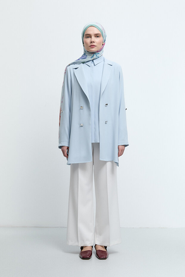 Belden Yarım Lastikli Basic Pantolon - Ekru - 2