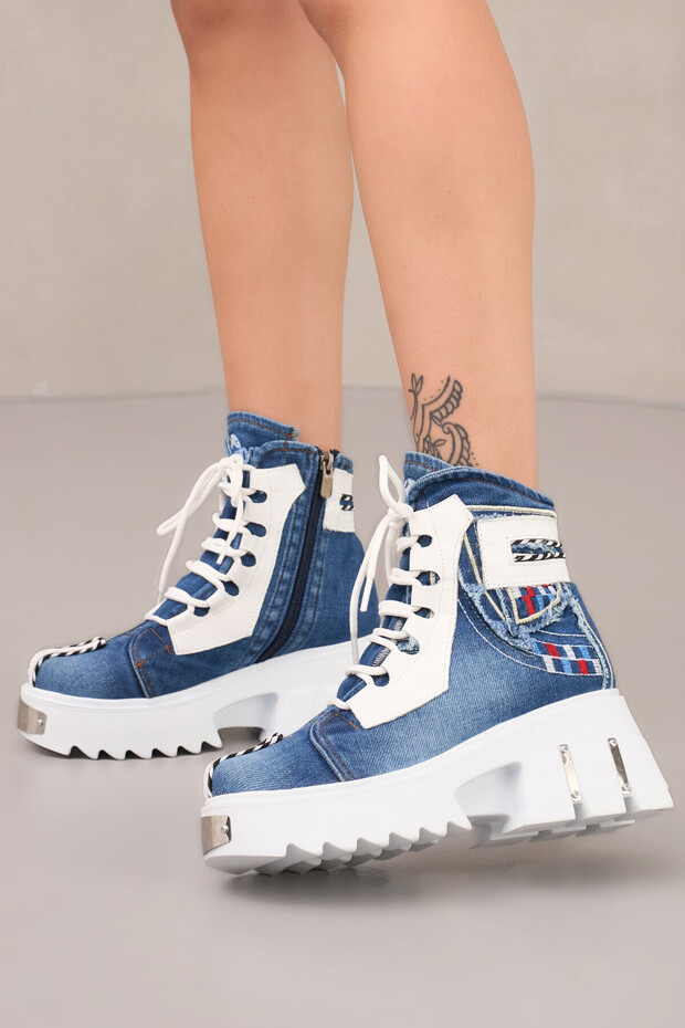 Women's Denim Boots Leather Detail Design Summer Collection