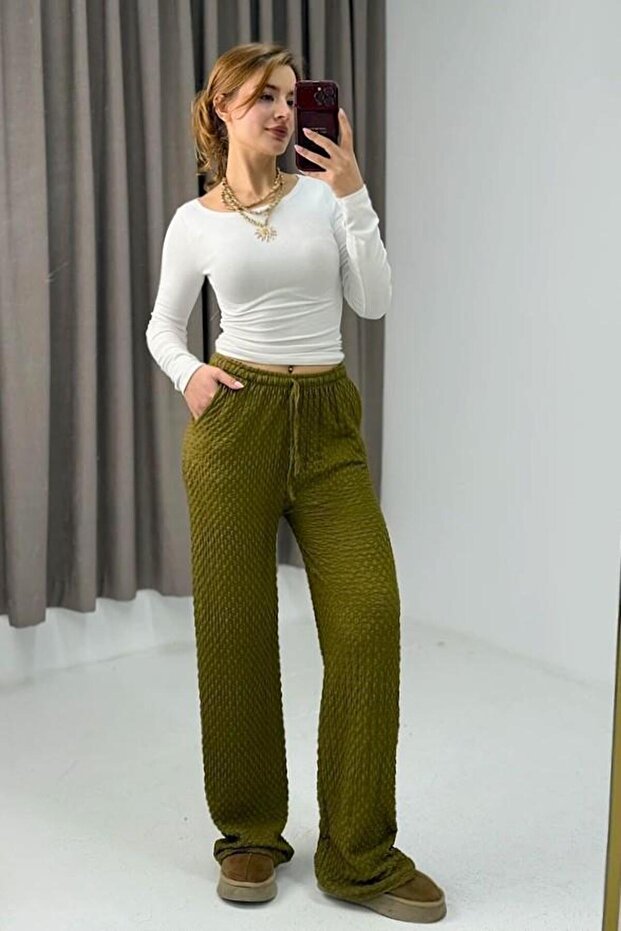 Women's Bürümcük Casual Drapey Trousers Green