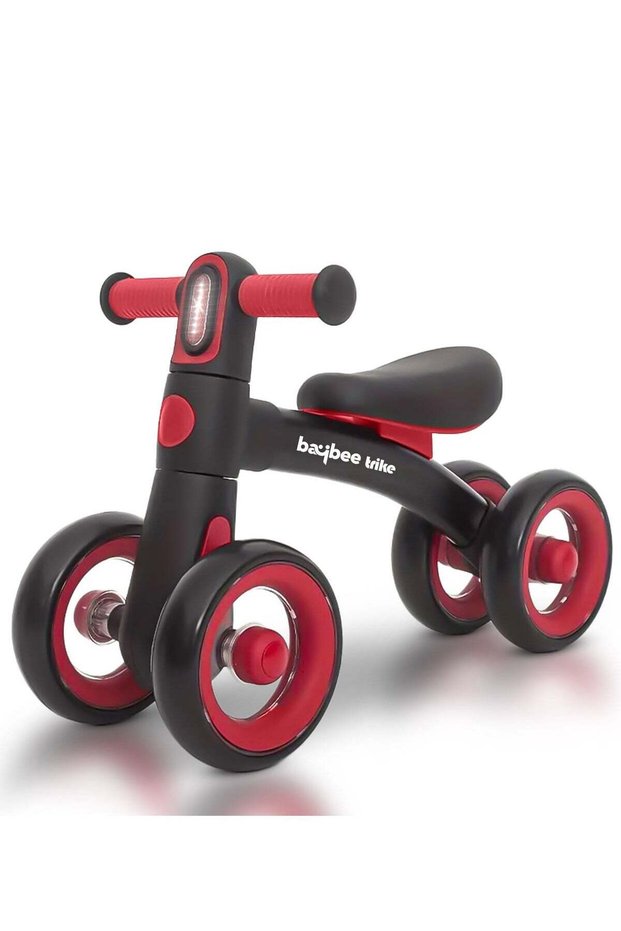 Kids Balance Bike Tricycle with 4 Wheels & LED Light | Toddler Ride-On Cycle 12–24 Months (Black)