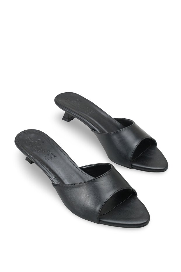 Phoebe Vita Women's Thin Heeled Slippers 001251 Black Skin