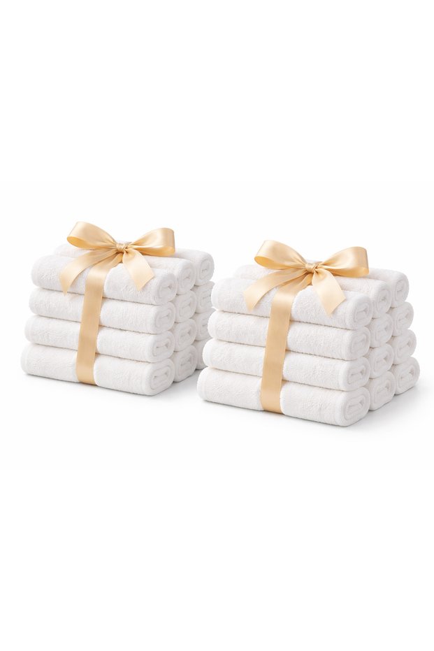 Terry Cotton Face Towels - Pack of 24 | 600 GSM - Ultra Soft, Highly Absorbent, Premium Quality