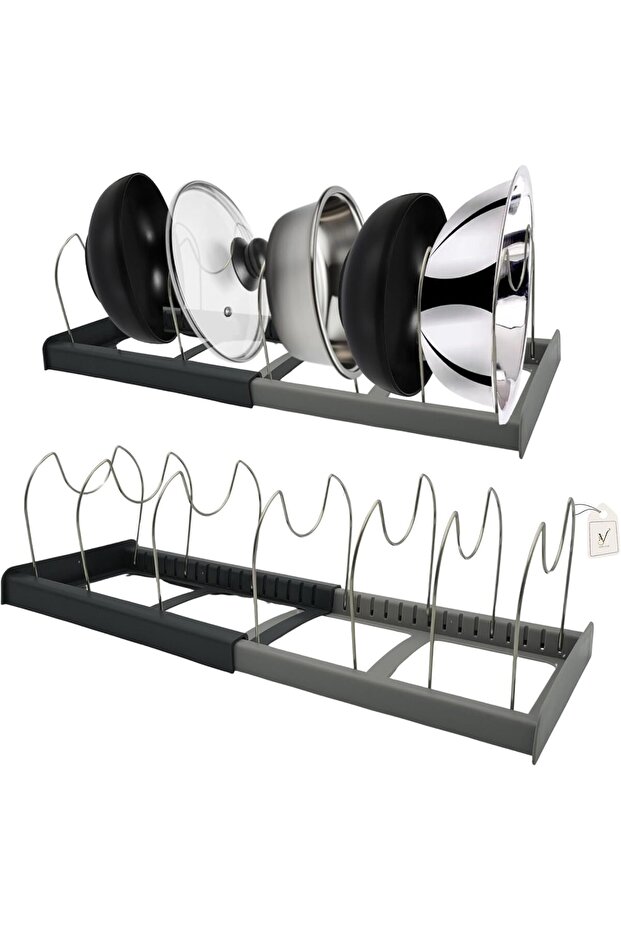 Stainless Steel Pan Organizer Rack for Cabinet & Drawer, Heavy-Duty Lid Holder