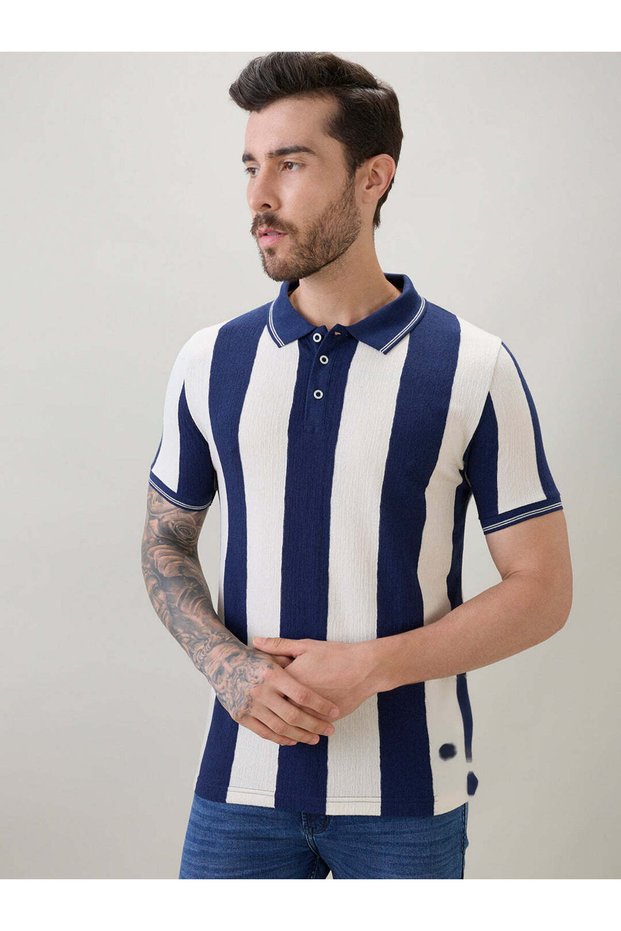 Vertical Stripe Regular Fit Polo T-shirt