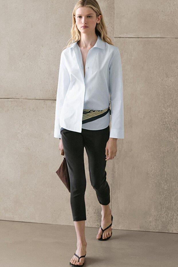 Pamuklu poplin gömlek - 4