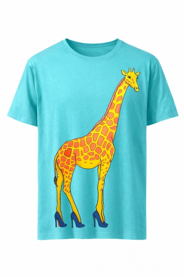 Fashion Hunter Giraffe – Heeled Design T-Shirt / Tank Top (Optional)