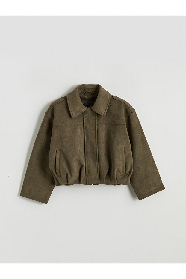 Green Suede-Look Girls' Coat