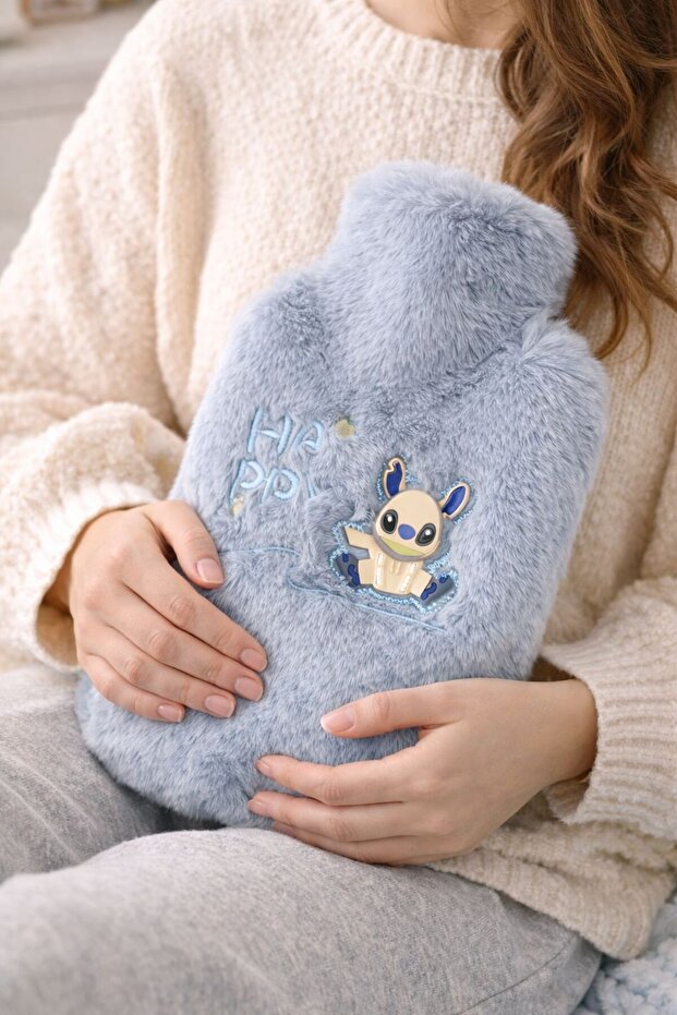 Plush Hot Water Bags with Happy Robot Animal Figures 1 Lt Gray