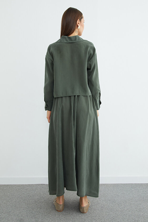 Basic Düğmeli Salaş Crop Gömlek - 8