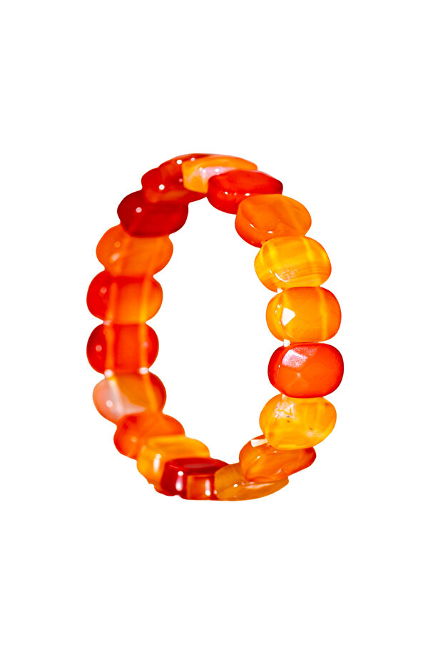 سوار من حجر العقيق الأحمر الطبيعي (قصة مستطيلة)