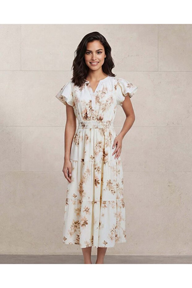 Women White Printed Midi Dress