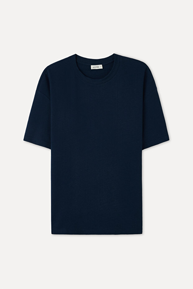 Men's Navy Blue Comfort Fit Crew Neck T-Shirt