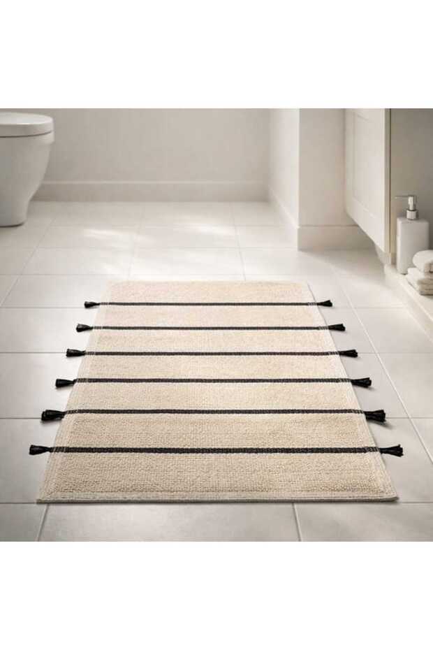 Soft Rigel Bath Mat - Ecru / Black - 60X100 cm