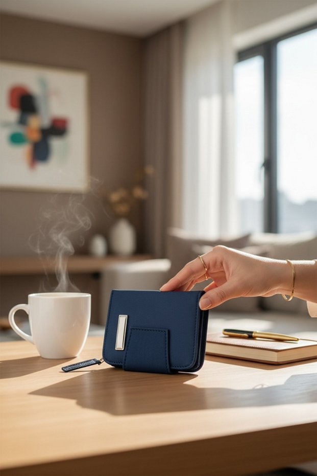 Navy Blue, Vegan Friendly Women's Wallet I, Large Card Pocket and Minimalist Design, Coin Pocket
