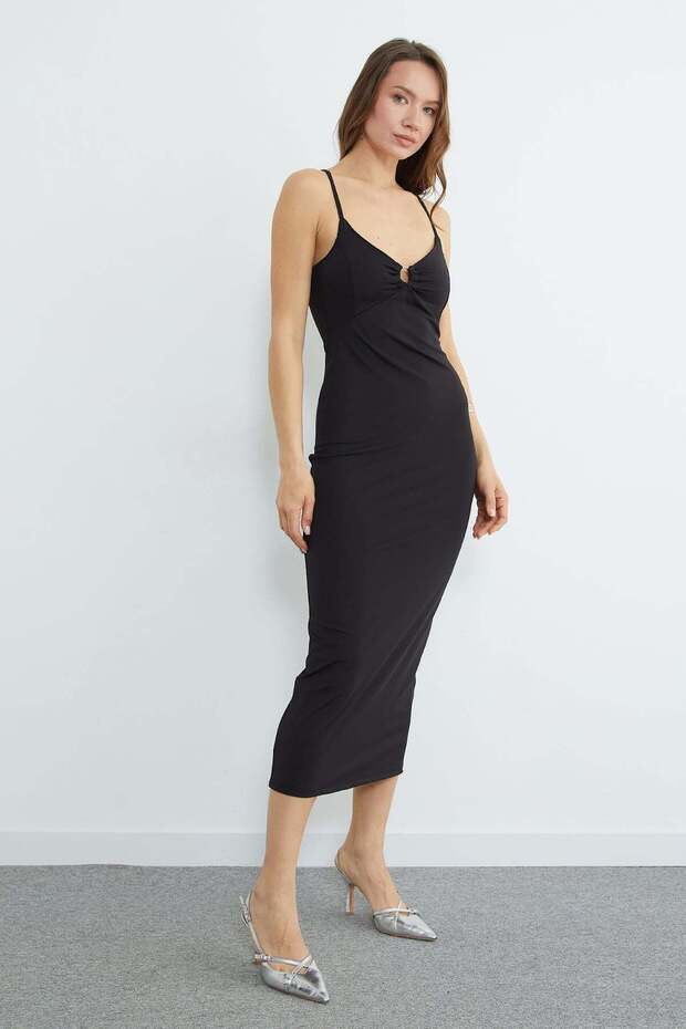 Crisscross Straps Covered Midi Length Dress