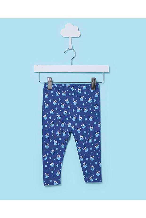 Infant Girls Navy Printed Leggings
