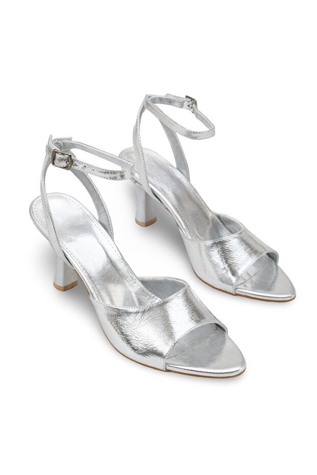 Leda Gioia Women's Thin Heeled Shoes 001265 Silver
