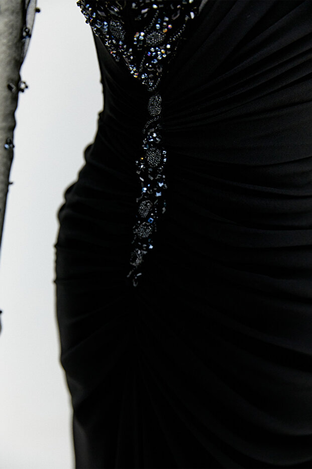 Taş İşlemeli Abiye Elbise - 2