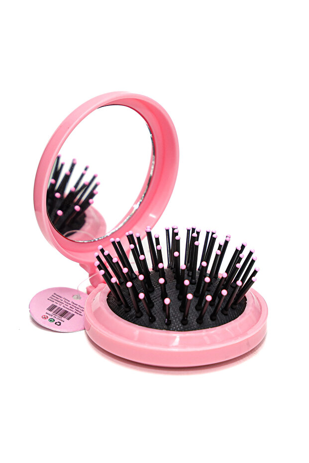 Mirrored Patterned Portable Cute Comb Pink - 2