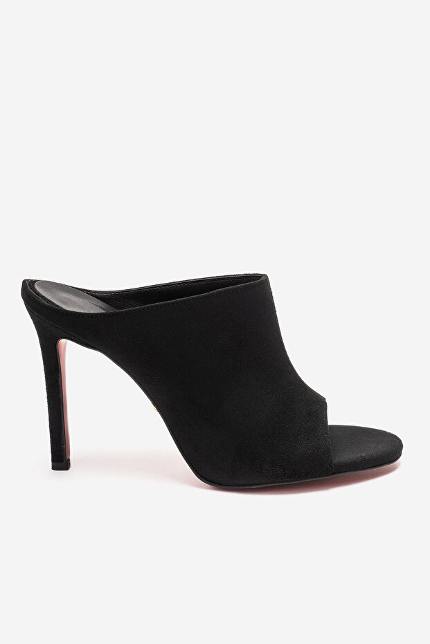 Black Suede Women's Open Toe Red Sole Stiletto Heel U t Slipper Melody