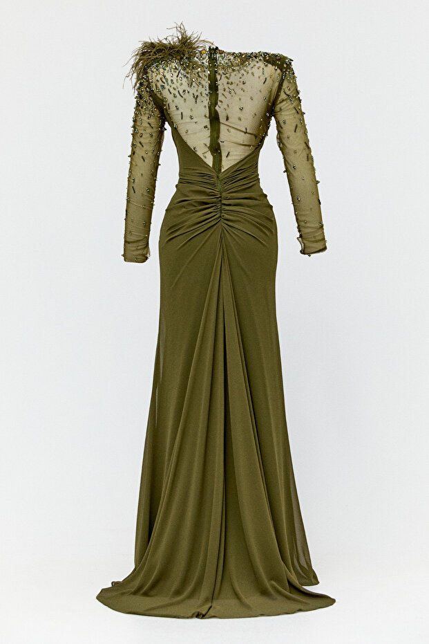 Taş İşlemeli Abiye Elbise - 5