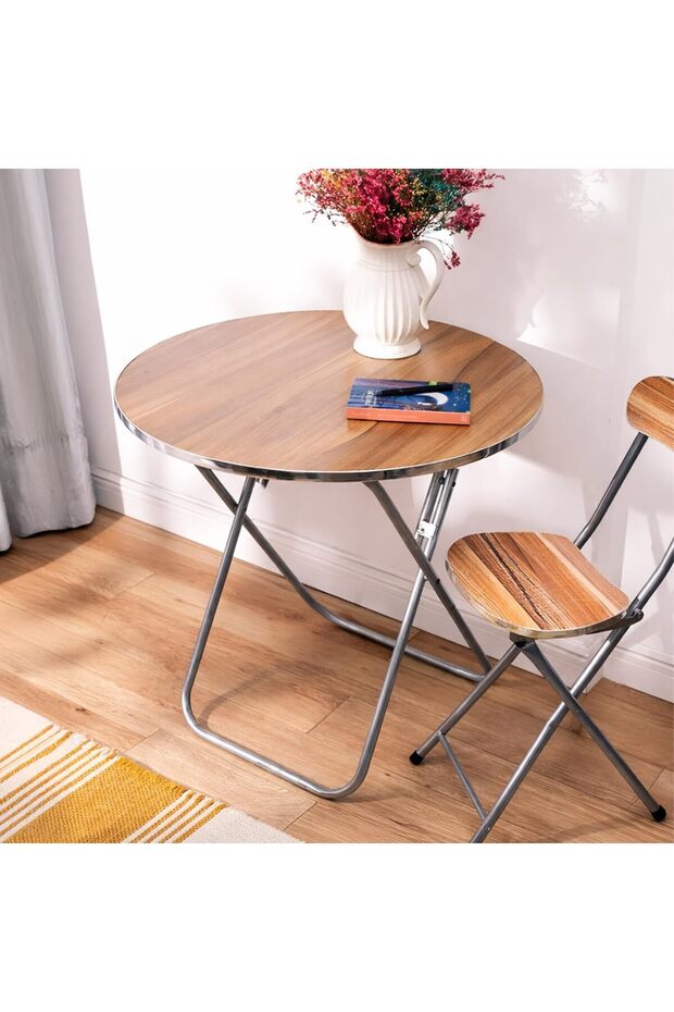 Foldable Round Coffee Table, Portable Compact Folding Table for Living Room Kitchen