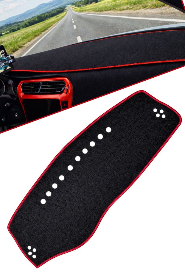 Peugeot 301 Compatible Front Dashboard Panel Trim Protection Cover Rug - Red Edged