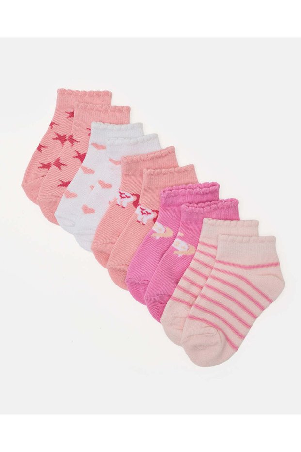Infant Girls Assorted 5 Pack Ankle Length Socks