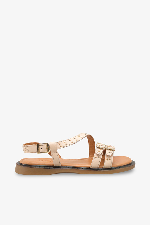 Lea Women's Genuine Leather Troklu Daily Sandals - Beige