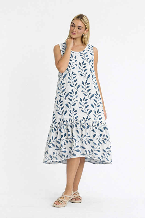 Women's Dress - Muslin Patterned Strap Dress - 3045