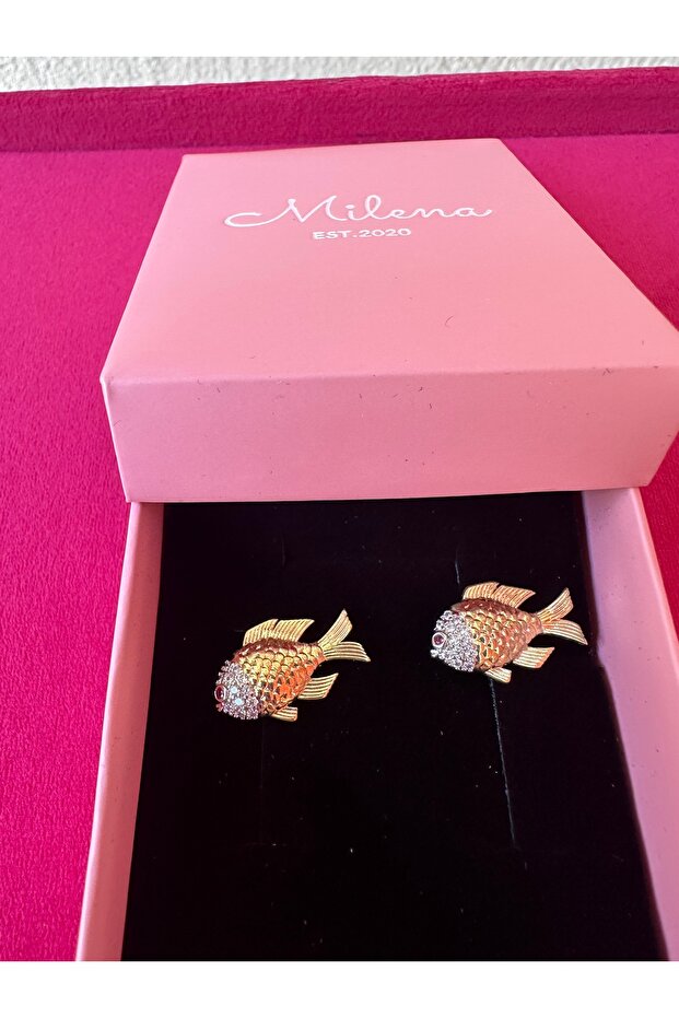 Milena Istanbul Pink Eyed Fish Earrings