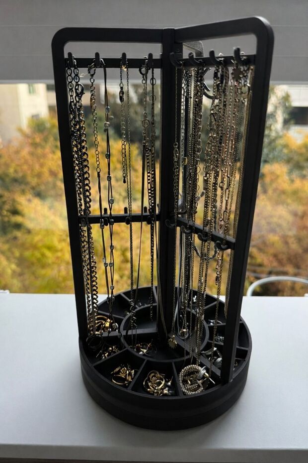 Rotating Jewelry Organizer Stand Necklace Earrings Bracelet Organizer Desktop Display