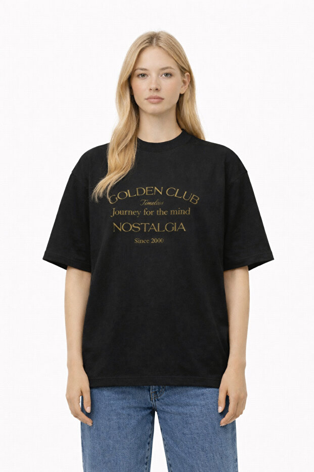 Unisex Women's Men's Goose Printed Front Printed Oversized Thick Fabric Comfortable Cut Cotton T-Shirt