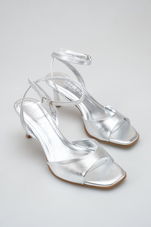 Women's Blunt Toe Stiletto Heel Evening Dress Casual Heels S Sandals Missy Silver