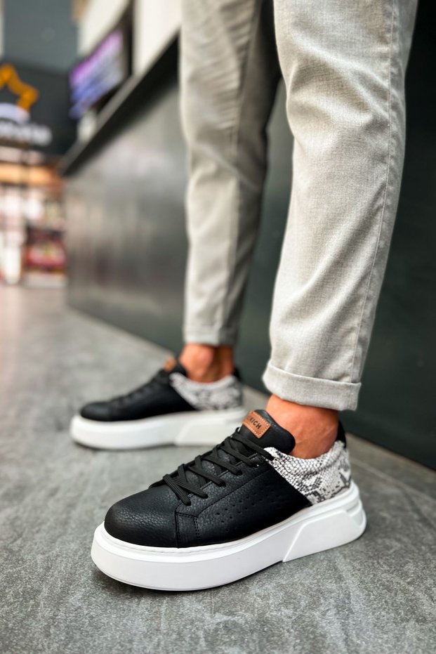 Ch145 Sauerbergg Men's Casual Lace-Up Leather Sports Sneakers Shoes Cbt - Black