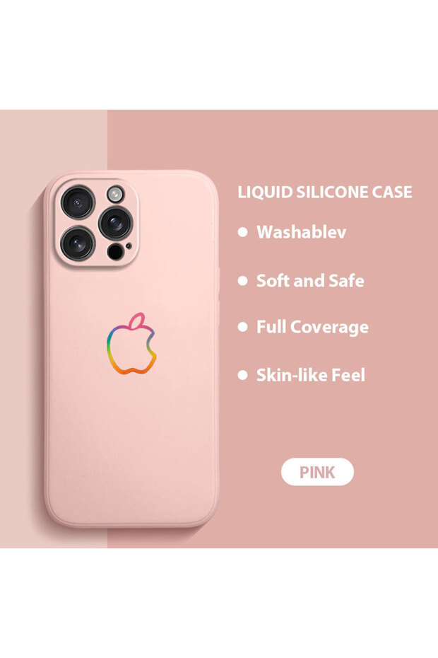 غطاء هاتف من السيليكون الناعم متوافق مع iPhone 16 Pro Max، مزود بـ مخمل حماية للكاميرا، بنمط تفاحة