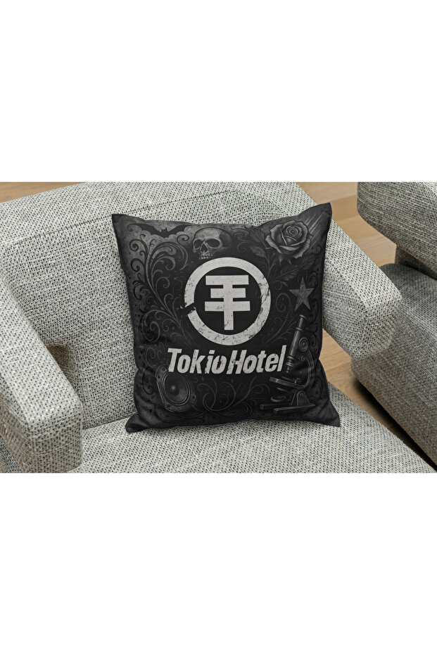 Owl Bag Tokio Hotel Skull and Rose Patterned Design Square B0Ş Pillow Kilifi