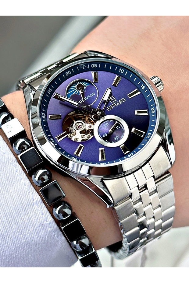 Silver Color Busines Automatic Original Mechanism Men's Wristwatch + Bracelet with Gift