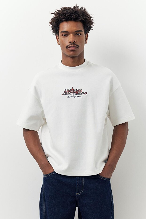 Kısa kollu nakışlı sweatshirt - 1