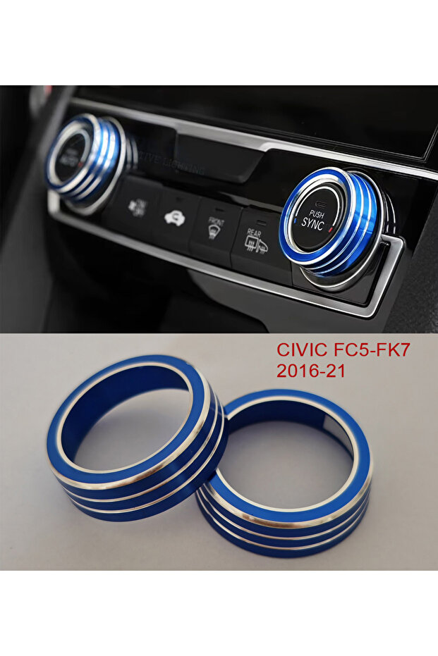 Civic Fc5 Air Conditioning Button Ring Blue- Civic Fc5 Modified Tuning Accessory