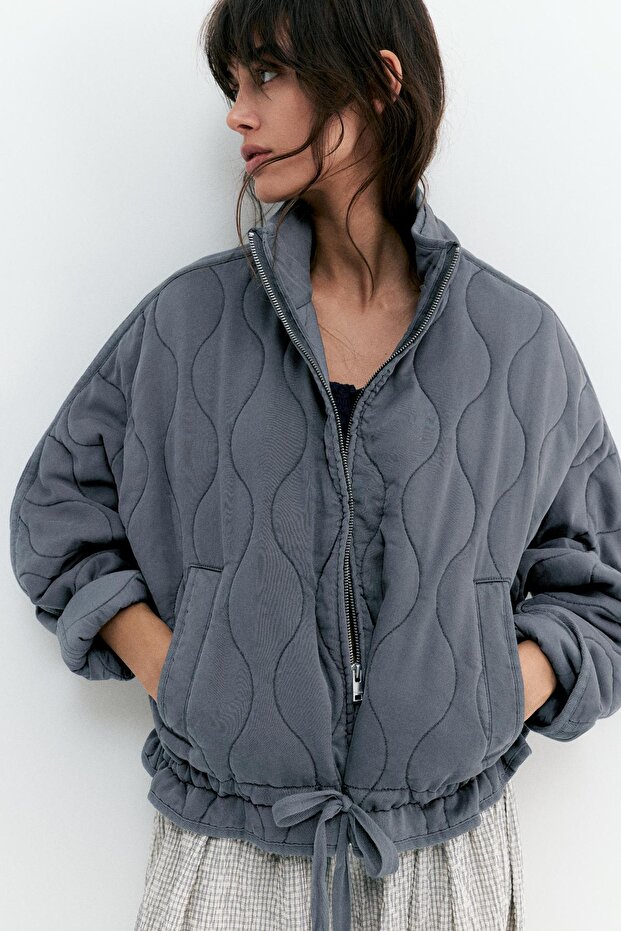 Dik yaka şişme mont - 5