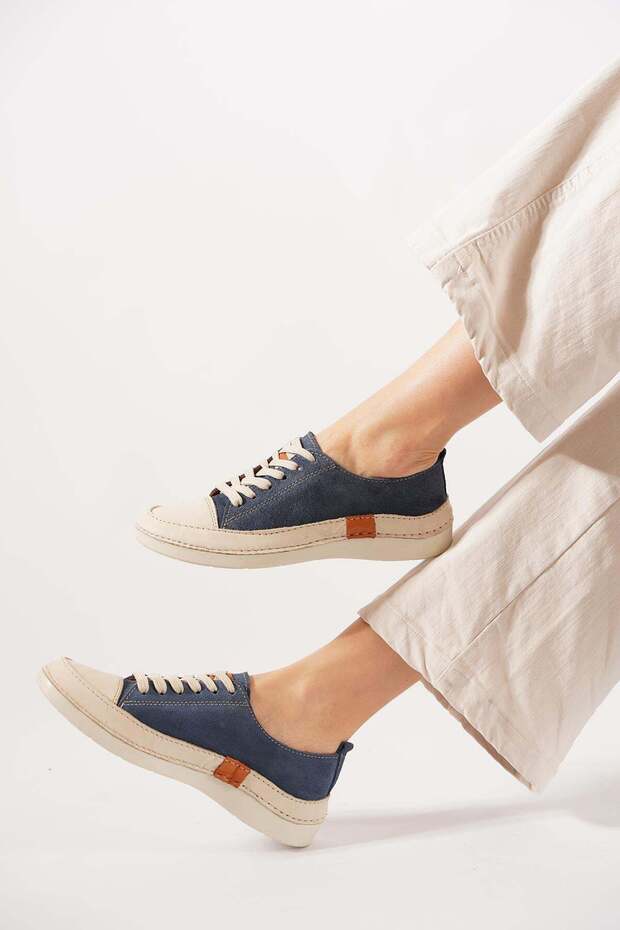 Norve Bound Genuine Leather Women's Shoes Denim Suede