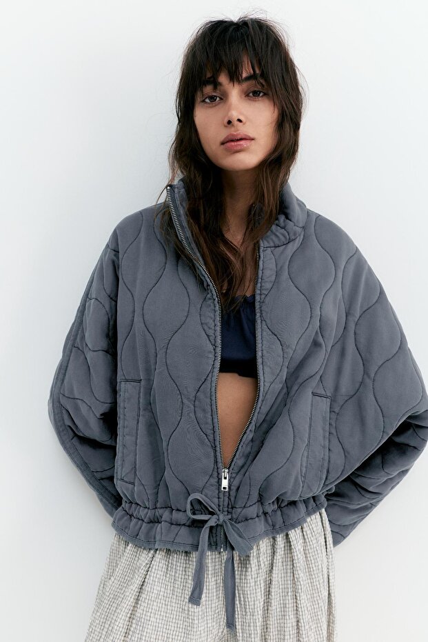 Dik yaka şişme mont - 2