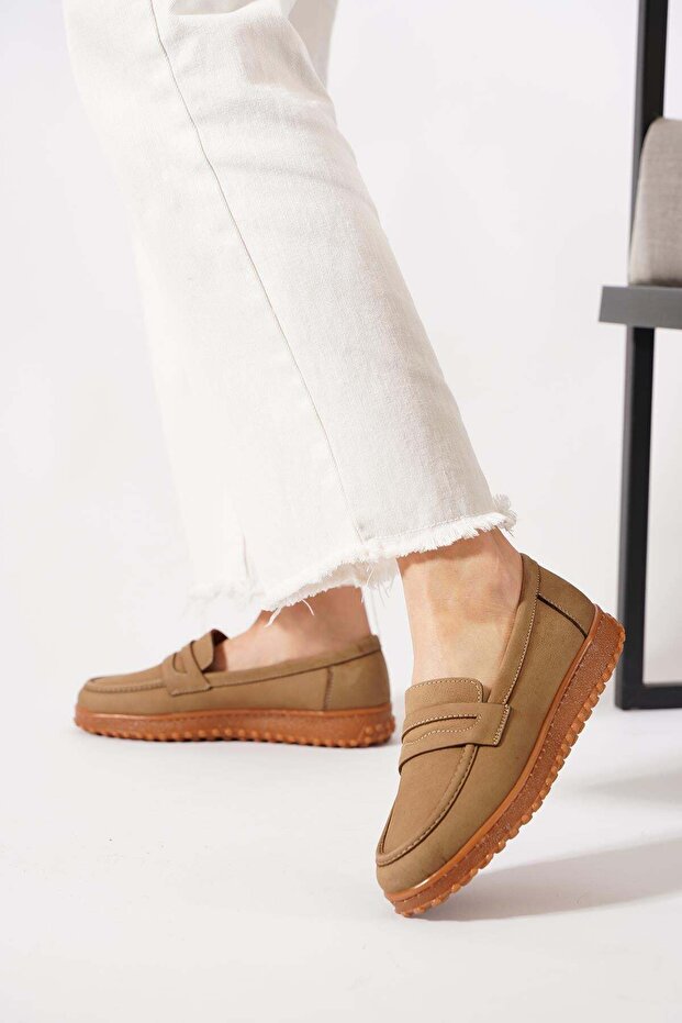Delef leofer belted Genuine Leather women's sand nubuck shoes