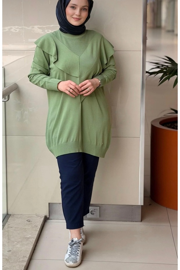 Mock Neck Asymmetric Mercerized Tunic