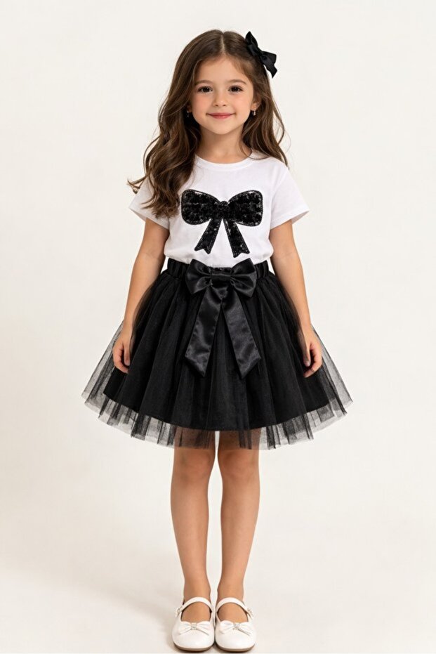 Girl's 23 April 29 October Tutu Skirt & Model T-Shirt Top and Bottom Set Noble