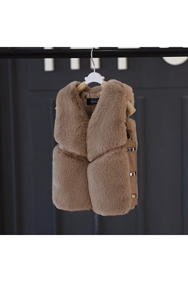 Girl's Cute Fur and Leather Vest Autumn Spring