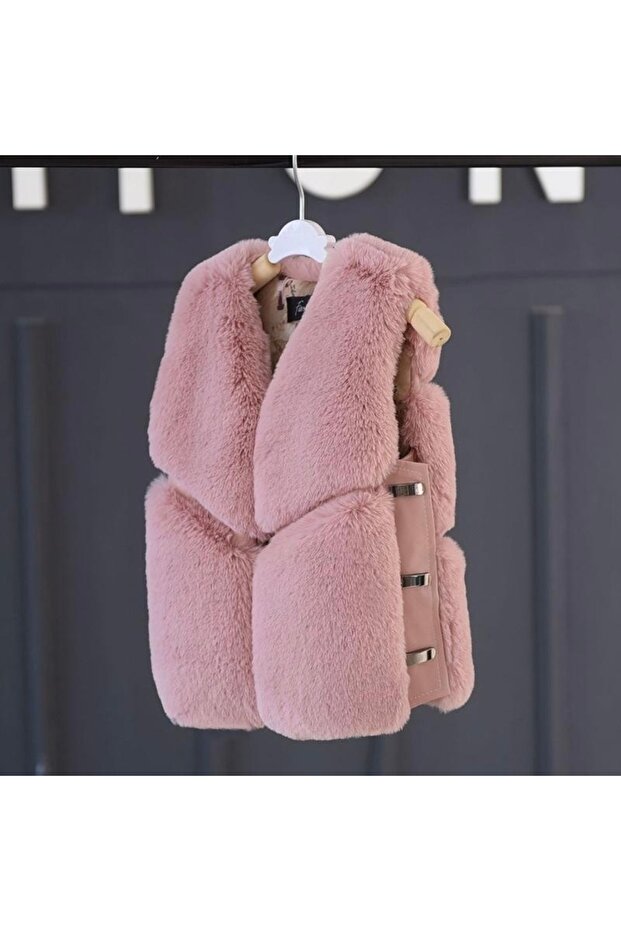 Girl's Cute Fur and Leather Vest Autumn Spring